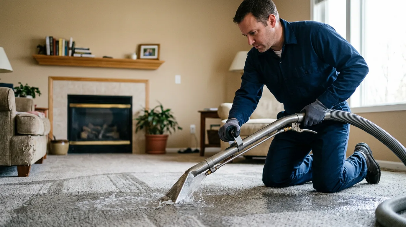 Water damage restoration technician working near Bowlegs, OK